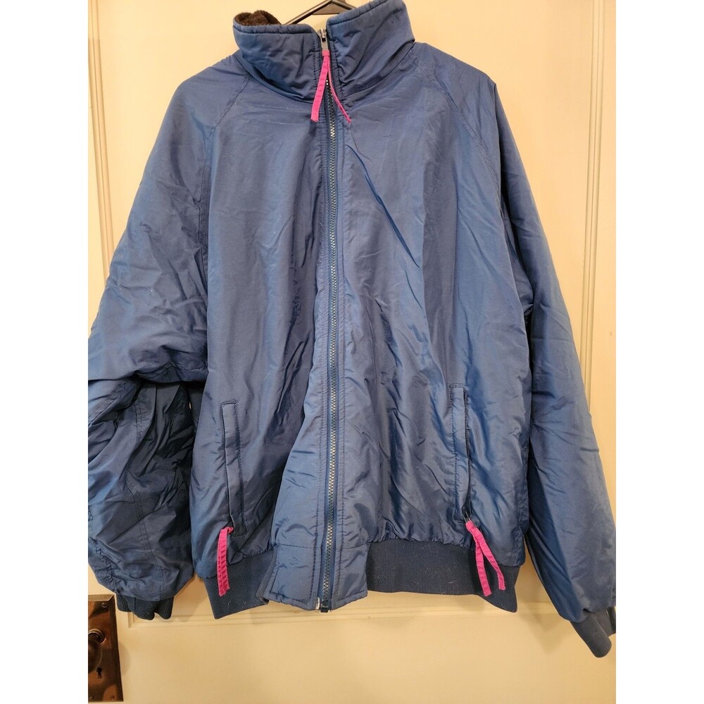 Vintage PROFILE Ski Jacket, Snow Puff Coat Men's Large  Blue  Pink 90s W Fleece